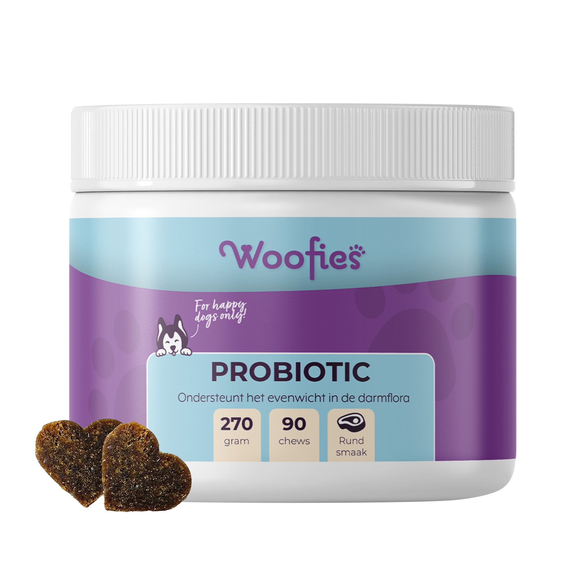 Close-up van Woofies Probiotica Chews voor honden, ondersteunt de darmgezondheid