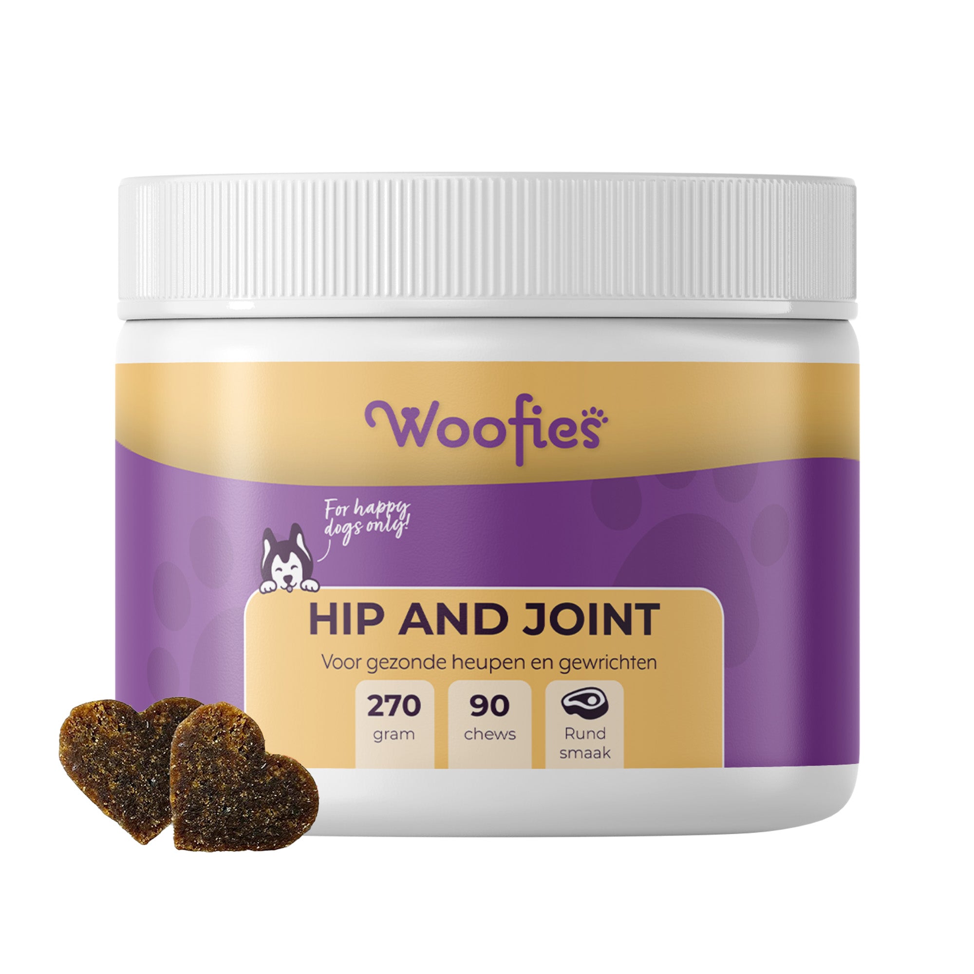 Woofies Hip & Joint Supplement Chews verpakking voor honden.